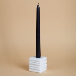 White Marble Candlestick Holder Natural Stone Modern Decor - 2.3 - thumbnail 1