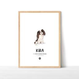 Personalised King Charles Spaniel Print, Dog Print Wall Decor, Pet Portrait, Lover Gift, Cavalier - thumbnail 1