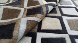 Cowhide Patchwork Rug. Black White Gold 9Ft X 12Ft
