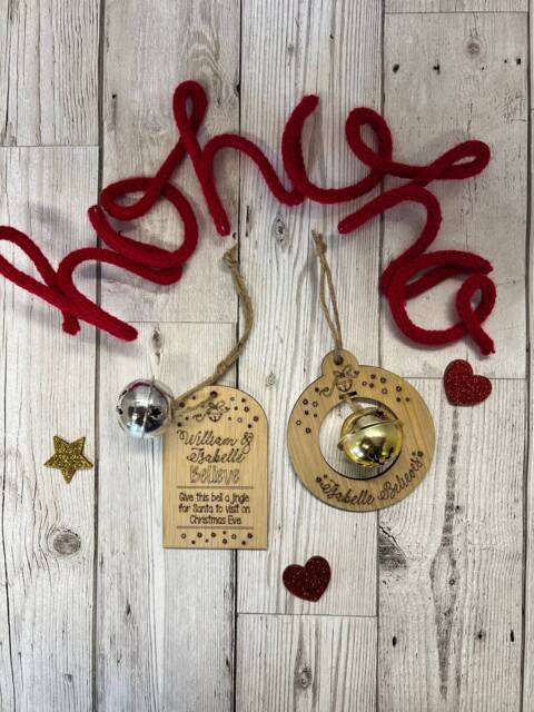 Personalised Christmas Bell Believe Tag, Eve Box Filler - image 1