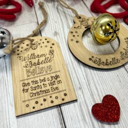 Personalised Christmas Bell Believe Tag, Eve Box Filler - thumbnail 3