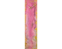Pink & Yellow Modern Wall Clock With Contemporary Art Design, Unique Glass Illuminated Table Lamp Clock, Abstract Decor