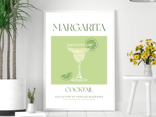 Margarita Cocktail Art Print Poster - Party Signature Drink Sign Trendy Wall Decor Minimalist Elegant Retro Gift A5 A4 A3 - image 1
