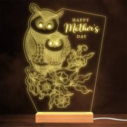 Flowers Cute Owl Family Cuddling Personalised Gift Lamp Night Light - thumbnail 1