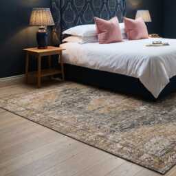 Faded Pink Blue Traditional Curvilinear Aged Cotton Chenille Rectangular Rug - thumbnail 1