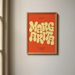 Margarita Print - Cocktail Poster Wall Art A5 A4 A3 Bold Typographic Drink Bar Groovy Funky - thumbnail 1
