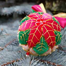 Patchwork Ball Ornaments Christmas Flower Poinsettia Fir-Tree Decoration Toy Home Decor New Year Gift Star Hanging - thumbnail 2