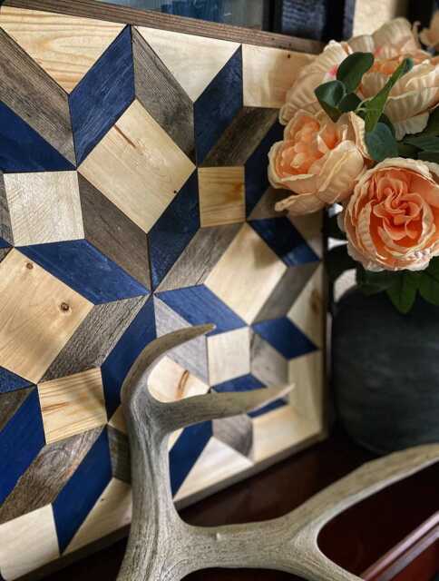 Reclaimed Wood Carpenter Star Quilt Square Rustic Wall Hanging - image 1