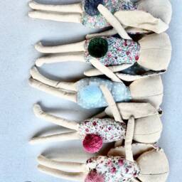 Handmade Linen Bunny Toy Vintage Rose Floral, Baby Shower Gift - thumbnail 2