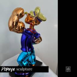 Popeye Sculpture Chrome Resin Pop Art Statue - 42cm - thumbnail 4