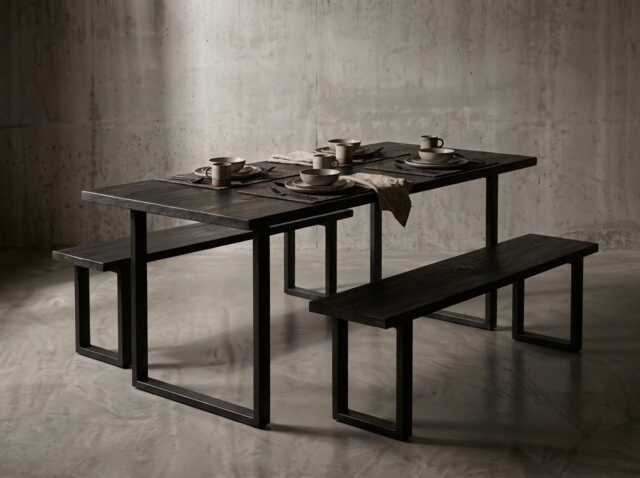 Black Ebony Dining Table, Modern Solid Wood - Handmade in The Uk, Custom Sizes 80-240cm, Made To Order Free Delivery - image 1
