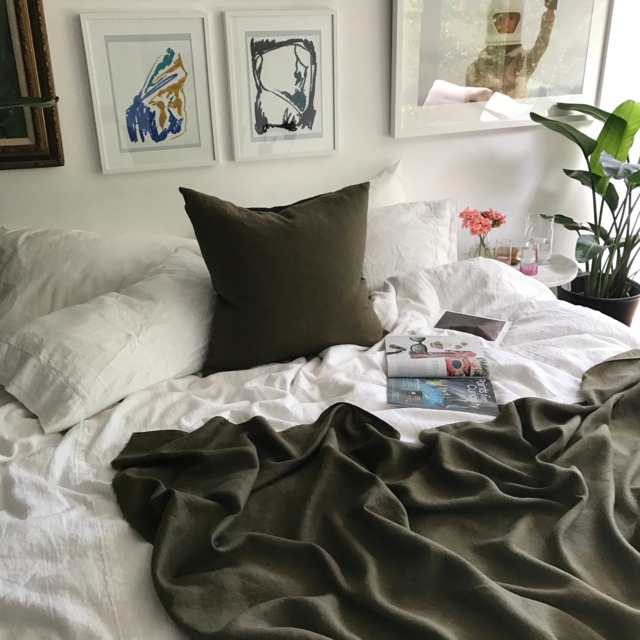 Deep Moss Linen Duvet Cover- Minimalist Bedding - Made To Order in The Usa - image 1