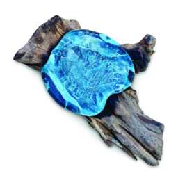 Teak Root Glass Soap Dish Oval, Hand-Blown Oval On Base - thumbnail 4