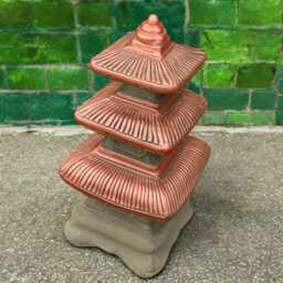Large Red Pagoda Statue Concrete Asian Temple Lantern Sculpture For Garden Outdoor Lawn Ornament Cement Figure Zen Lover Gift - thumbnail 3