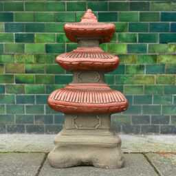 Large Red Pagoda Statue Concrete Asian Temple Lantern Sculpture For Garden Outdoor Lawn Ornament Cement Figure Zen Lover Gift