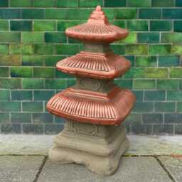 Large Red Pagoda Statue Concrete Asian Temple Lantern Sculpture For Garden Outdoor Lawn Ornament Cement Figure Zen Lover Gift - thumbnail 2