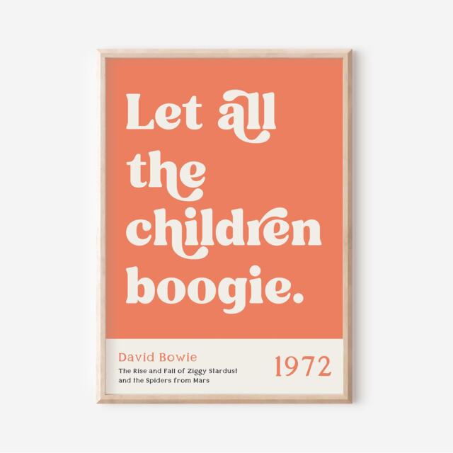 Let All The Children Boogie Gicl??e Print, Orange, David Bowie Starman Lyrics, Music Lyric Unframed, A1/A2/A3/A4/A5, Poster - image 1