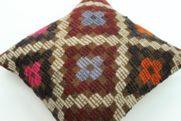 Vintage Kilim Pillow Cover 16x16 Turkish Wool Cushion - thumbnail 1
