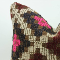 Vintage Kilim Pillow Cover 16x16 Turkish Wool Cushion - thumbnail 3
