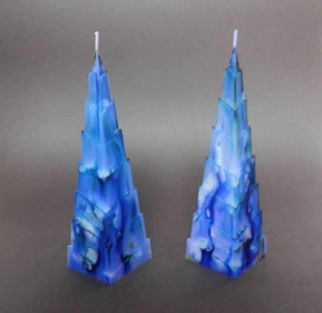Pyramid Candles, Handmade Candle, Blue Candle - image 1
