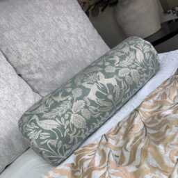 "Sage Green Bolster Pillow, Cushion For Sofa Or Bed - Rustic Woodland Theme Countryside Home Decor Size 16"" X 6" - thumbnail 4