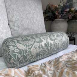 "Sage Green Bolster Pillow, Cushion For Sofa Or Bed - Rustic Woodland Theme Countryside Home Decor Size 16"" X 6"