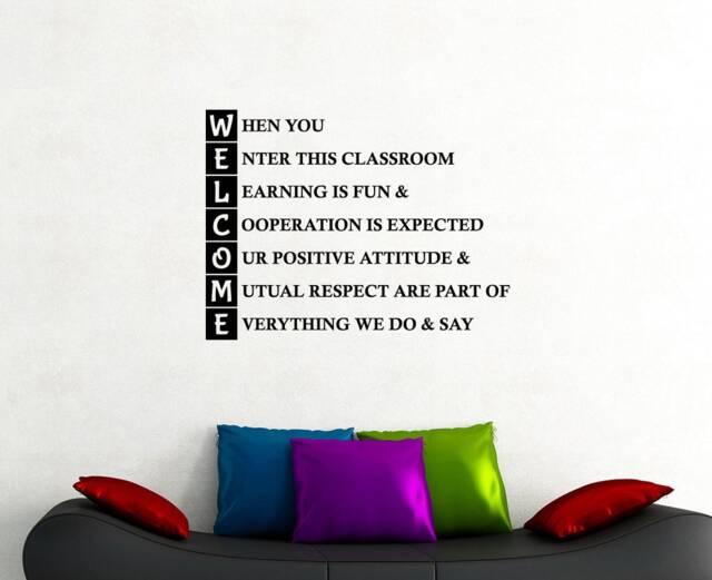Welcome Classroom Wall Decal Study Learn Education Inspirational Quote Vinyl Sticker Motivational School Interior Decorations Art Decor 10Qz - image 1