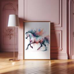 Girls Horse Nursery Prints - Pink 3 Horses Posters - Kids Pony Print Room Wall Art Girl Bedroom Decor Playroom Artwork Gifts - thumbnail 3