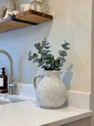 Stone Jug Vase - Distressed Grey Concrete Effect Farmhouse Neutral Home Decor With Eucalyptus Stems - thumbnail 1