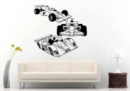 Three Formula One F1 Speed Racing Super Cars Wall Decal Vinyl Sticker Mural Room Decor L1270 - thumbnail 1