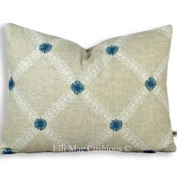 Clarke & Cressida Luxury Designer Fabric Blue Cushion Pillow Cover - thumbnail 3