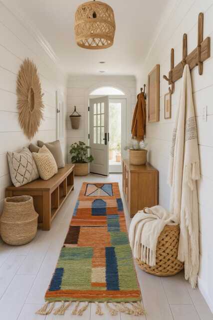 Handwoven Beni Ourain Runner Rug Colorful Moroccan Wool Hallway Rug - image 1