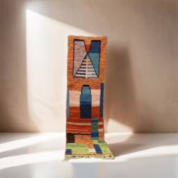 Handwoven Beni Ourain Runner Rug Colorful Moroccan Wool Hallway Rug - thumbnail 2