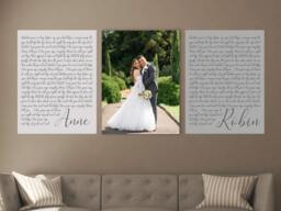 Our Vows Custom Framed Wedding Print - Canvas Art Personalized Vows Canvas His & Hers Set Of 3 Canvases - thumbnail 1
