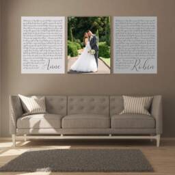 Our Vows Custom Framed Wedding Print - Canvas Art Personalized Vows Canvas His & Hers Set Of 3 Canvases - thumbnail 2