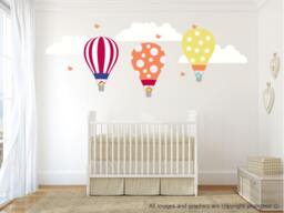Kids Wall Decals Hot Air Balloons Animals, Stickers, Nursery Decals, Decor, Stickers Nursery, Baby - thumbnail 1