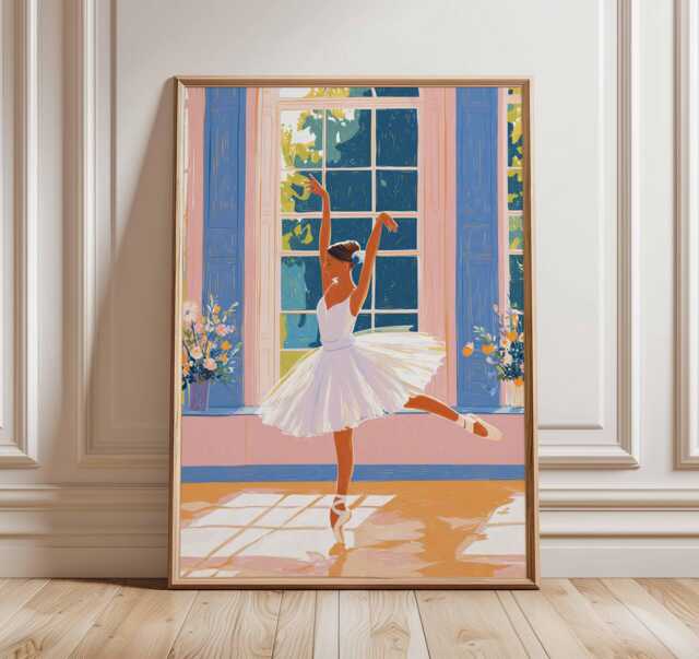 Ballerina Wall Art Print, Ballet Dancer Poster, Elegant Dance Illustration, Modern Home Decor Artwork, Lover Gift - image 1