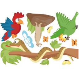 "Wall Sticker ""Snake, Parrots, Meerkat Set" - thumbnail 4
