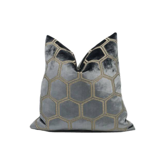 Designers Guild - Manipur Moleskin Luxury Cut Velvet Hexagon Honeycomb Cushion Cover Throw Pillow Designer Home D??cor - image 1