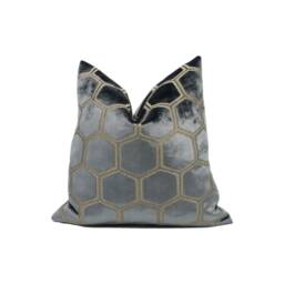 Designers Guild - Manipur Moleskin Luxury Cut Velvet Hexagon Honeycomb Cushion Cover Throw Pillow Designer Home D??cor - thumbnail 1
