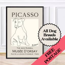 Picasso Style Jack Russell Line Drawing Wall Art Print, Prints, Dog Art, Framed Prints - thumbnail 1