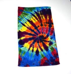 Dark Rainbow Spiral Bath Towel - 100% Cotton Terry - 26x44