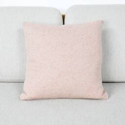Eco Recycled Yarn Blush Pink Herringbone Wool Cushion Covers, 100% Natural Fiber Wool, Cotton & Linen Mix Throw Pillows - thumbnail 3