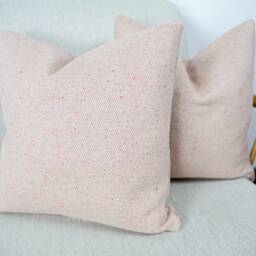 Eco Recycled Yarn Blush Pink Herringbone Wool Cushion Covers, 100% Natural Fiber Wool, Cotton & Linen Mix Throw Pillows - thumbnail 2