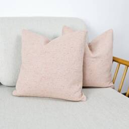 Eco Recycled Yarn Blush Pink Herringbone Wool Cushion Covers, 100% Natural Fiber Wool, Cotton & Linen Mix Throw Pillows