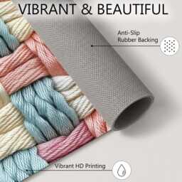 Pastel Blue Pink Braided Thread Weave Rug Non-Slip Soft Area Carpet Bedroom Living Room Hallway Mat Decor - Made in UK - thumbnail 4