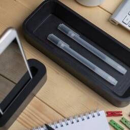Desk Organizer Set, Black Wooden Desktop Organiser, Modern Office Decor For Executives, Wood Organization Trays, Tidy, Set - thumbnail 4
