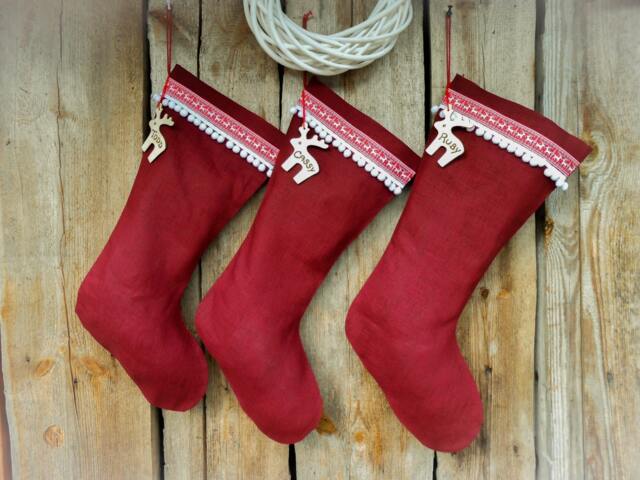 Personalized Christmas Stocking Decor Burlap Stockings Gift Ornament - image 1