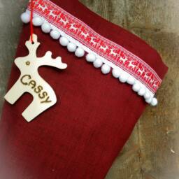 Personalized Christmas Stocking Decor Burlap Stockings Gift Ornament - thumbnail 3
