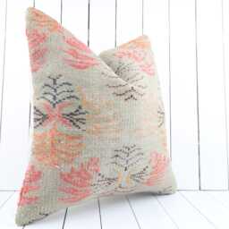 Turkish Kilim Pillow Cover Handmade Anatolian Throw - 24x24 Inch - thumbnail 3